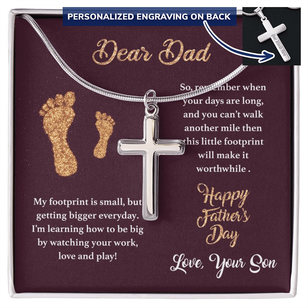 Dear Dad - Happy Father's Day Gift From Son - Personalized Cross Necklace - Celeste Jewel