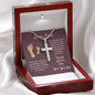 Dear Dad - Happy Father's Day Gift From Son - Personalized Cross Necklace - Celeste Jewel