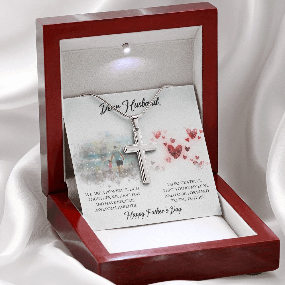 Dear Husband - Happy Father's Day Gift - Personalized Cross Necklace - Celeste Jewel