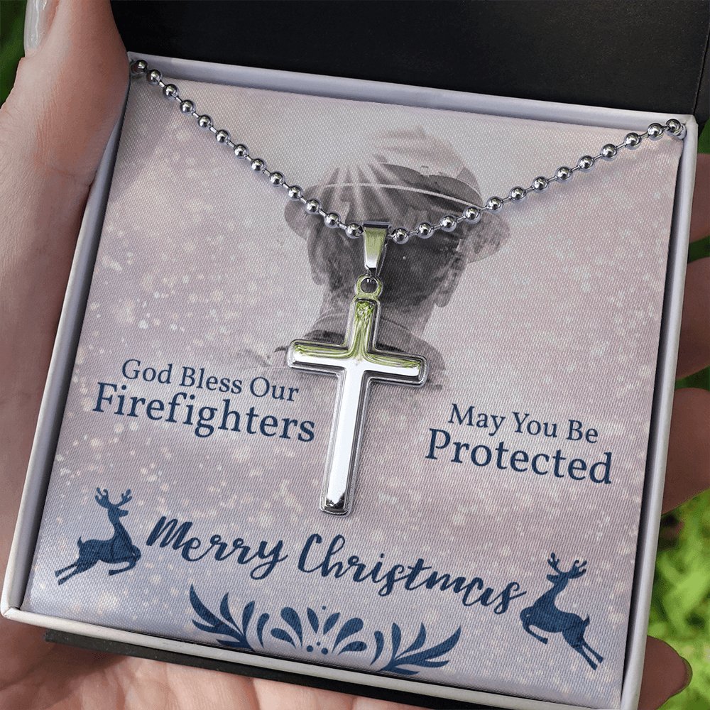 Gift For Firefighter - Merry Christmas - Cross Necklace - Celeste Jewel