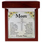 Gift For Mom - I Know It's Not Easy - Cubic Zirconia Cross Necklace - Celeste Jewel