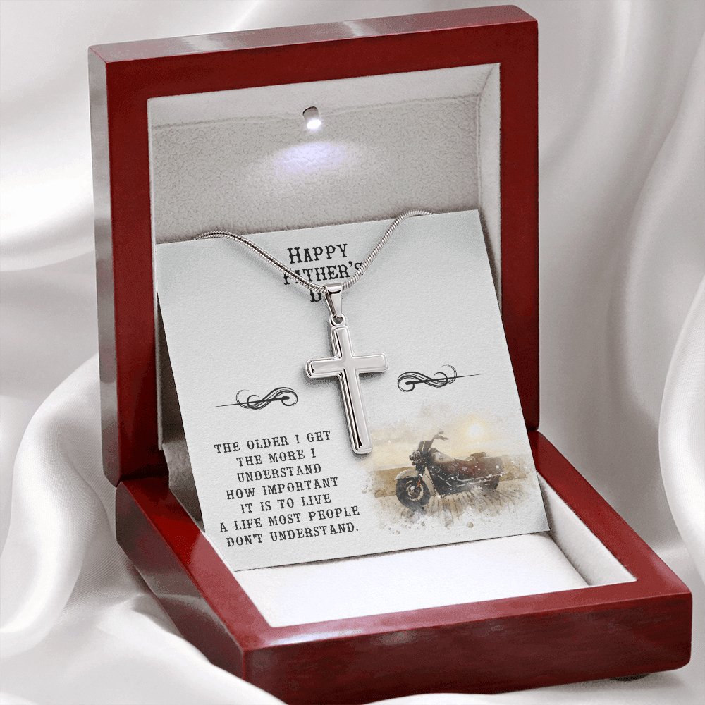 Happy Father's Day Gift For Biker Dad - Personalized Cross Necklace - Celeste Jewel
