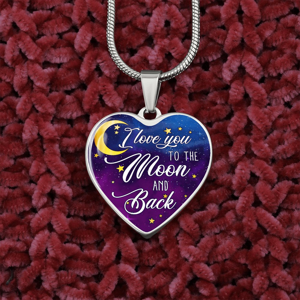 I Love You To The Moon And Back - Luxury Graphic Heart Necklace - Celeste Jewel