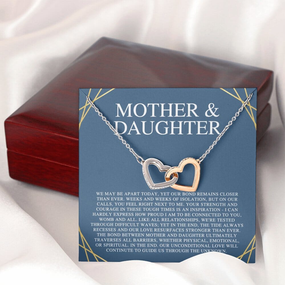 Mother & Daughter - We May Be Apart Today - Interlocking Hearts Necklace - Celeste Jewel