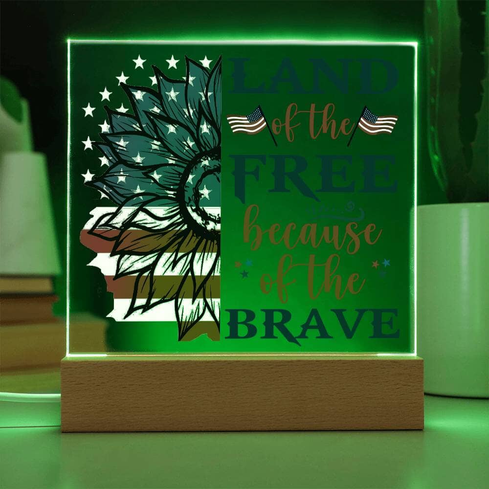 Patriotic Gift - Land Of The Free - Acrylic Square Plaque - Celeste Jewel