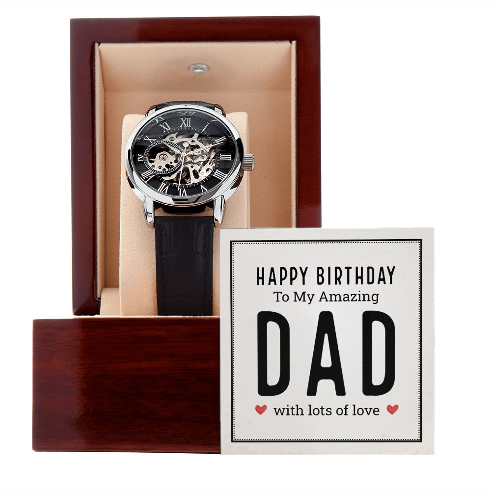 Personalized Birthday Gift For Dad - Men's Skeleton Watch - Celeste Jewel