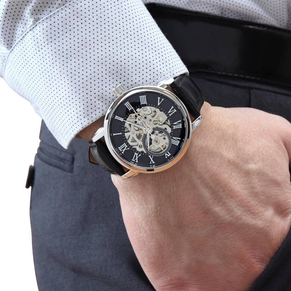 Personalized Gift For Him - Men's Skeleton Watch - Celeste Jewel