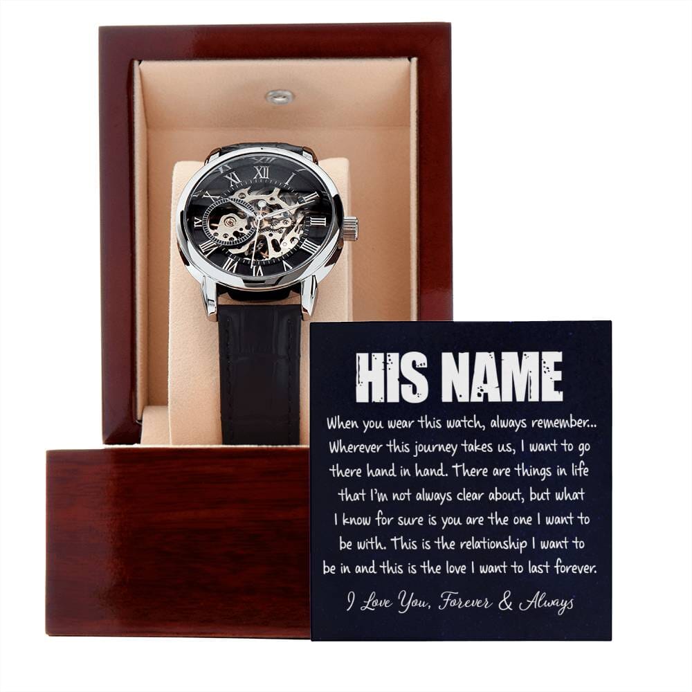 Personalized Gift For Him - Men's Skeleton Watch - Celeste Jewel