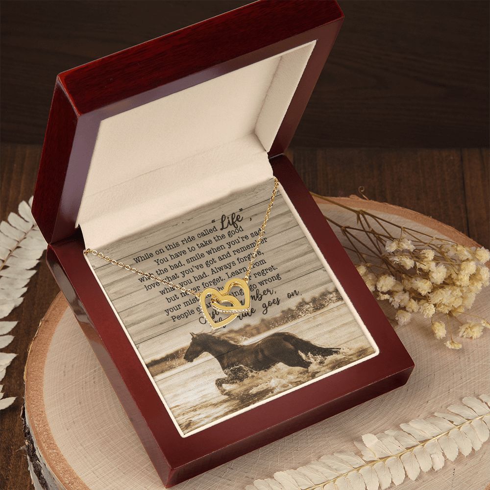 Personalized Gift For Horse Lover - This Ride Called Life - Interlocking Hearts Necklace - Celeste Jewel