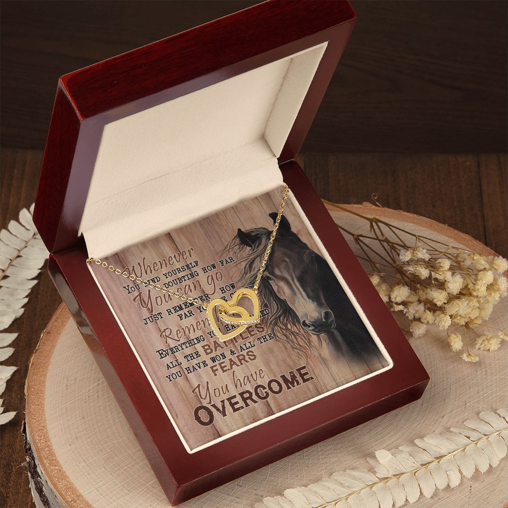 Personalized Gift For Horse Lover - You Have Overcome - Interlocking Hearts Necklace - Celeste Jewel