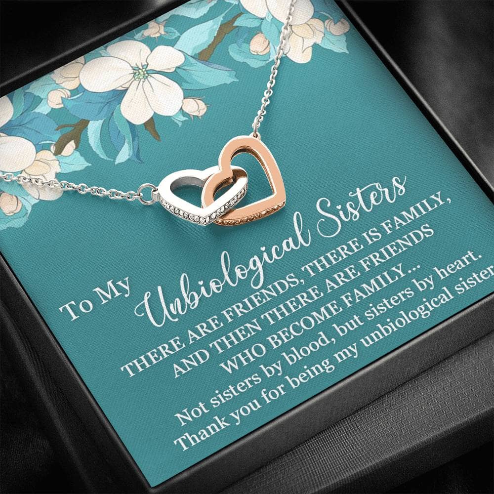 Thank You For Being My Unbiological Sister - Interlocking Hearts Necklace - Celeste Jewel