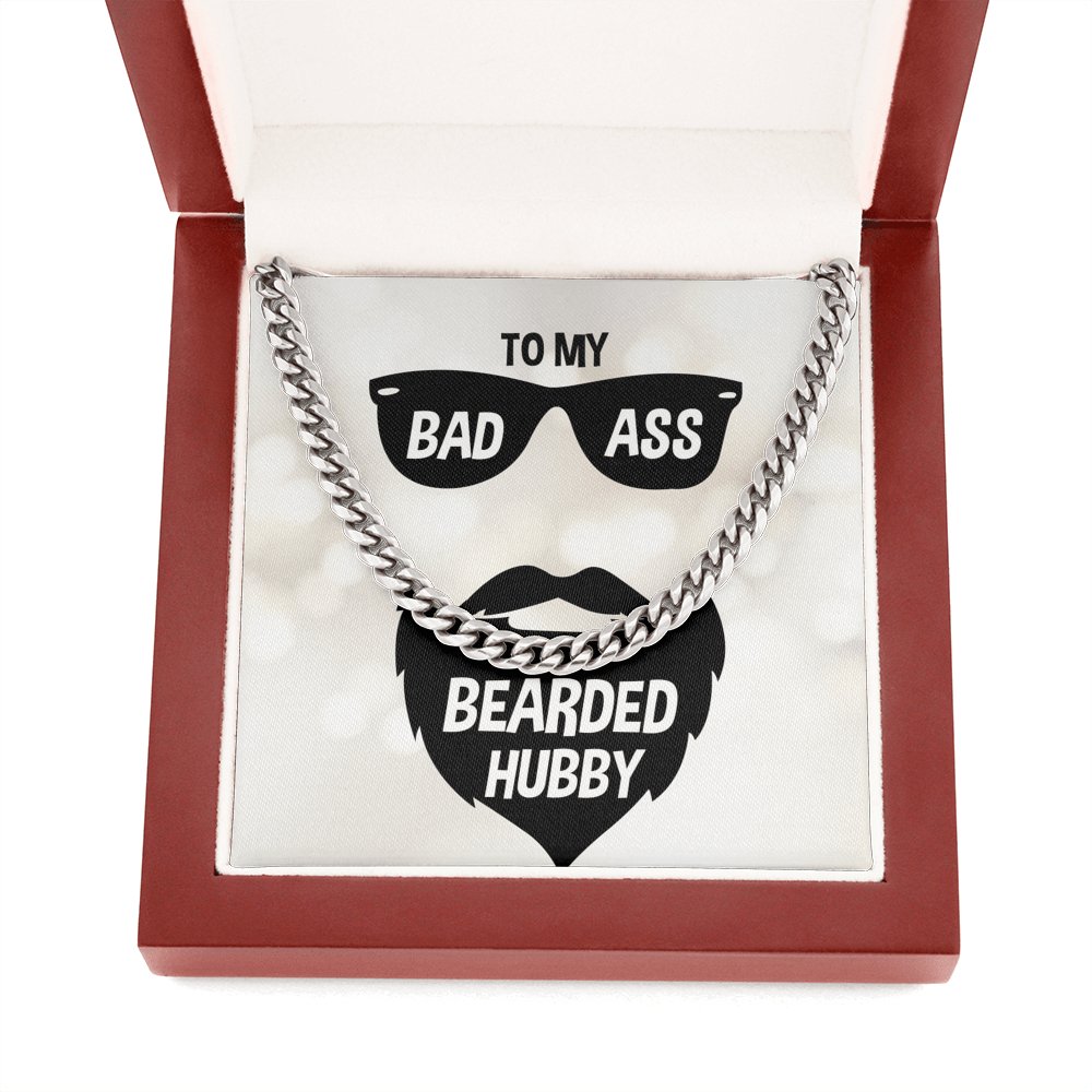 To My Badass Bearded Hubby - Cuban Link Chain Necklace - Celeste Jewel