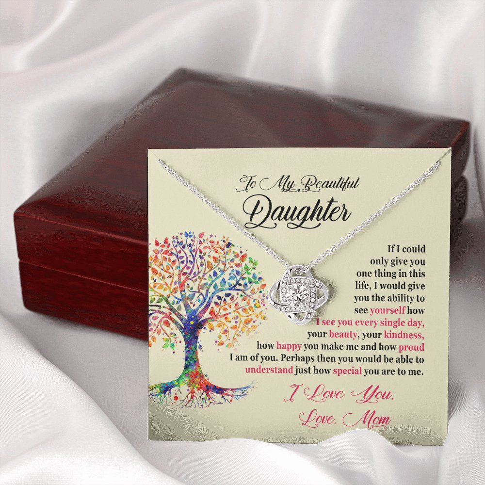 To My Beautiful Daughter - Ability To See Yourself - Love Knot Necklace - Celeste Jewel