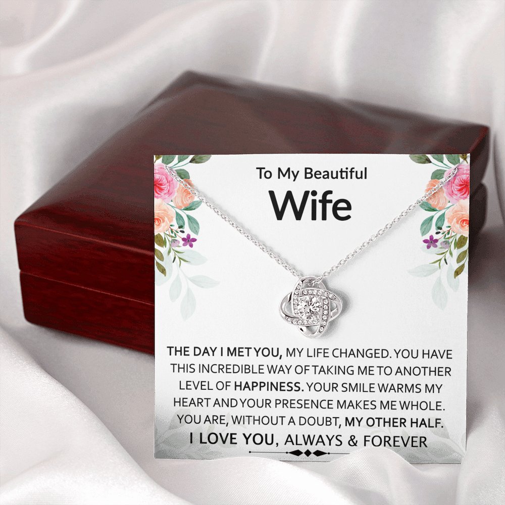 To My Beautiful Wife - My Other Half - Love Knot Necklace - Celeste Jewel