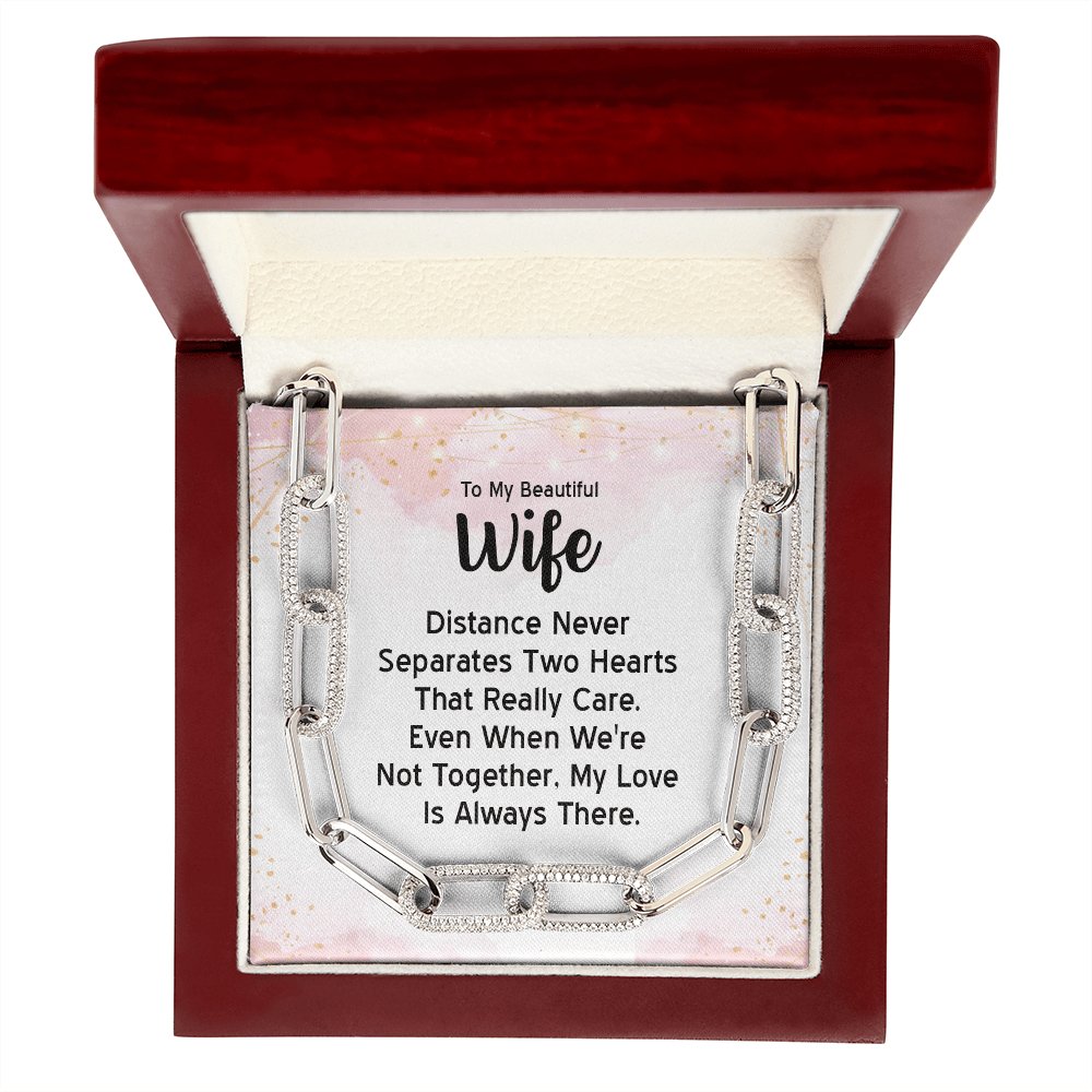 To My Beautiful Wife - Two Hearts - Forever Linked Necklace - Celeste Jewel