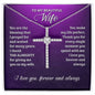 To My Beautiful Wife - You Are The Blessing - Cubic Zirconia Cross Necklace - Celeste Jewel