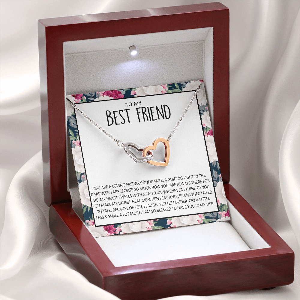 To My Best Friend - Because Of You - Interlocking Hearts Necklace - Celeste Jewel