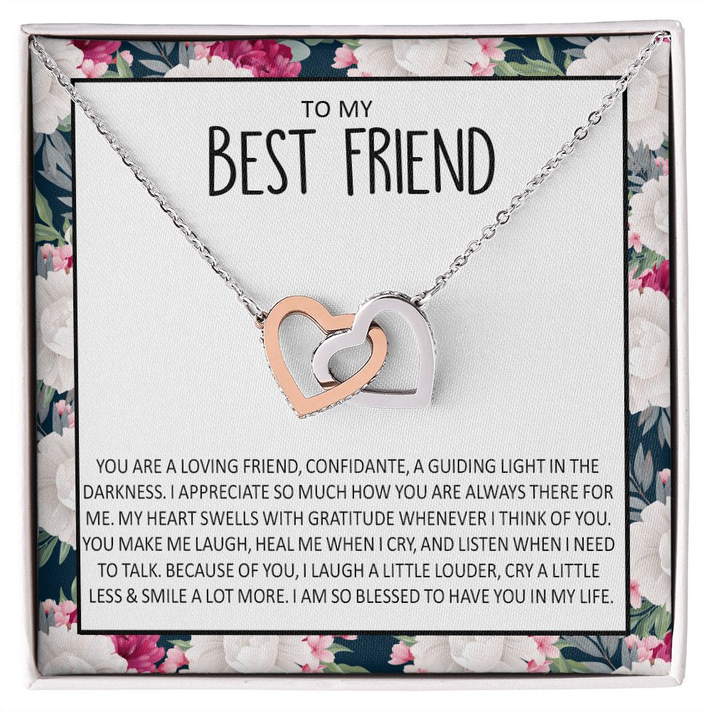 To My Best Friend - Because Of You - Interlocking Hearts Necklace - Celeste Jewel