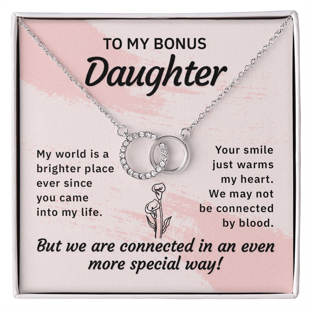 To My Bonus Daughter - My World Is A Brighter Place - Perfect Pair Necklace - Celeste Jewel