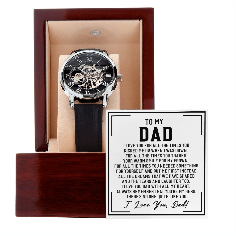 To My Dad - For All The Times - Men's Skeleton Watch - Celeste Jewel