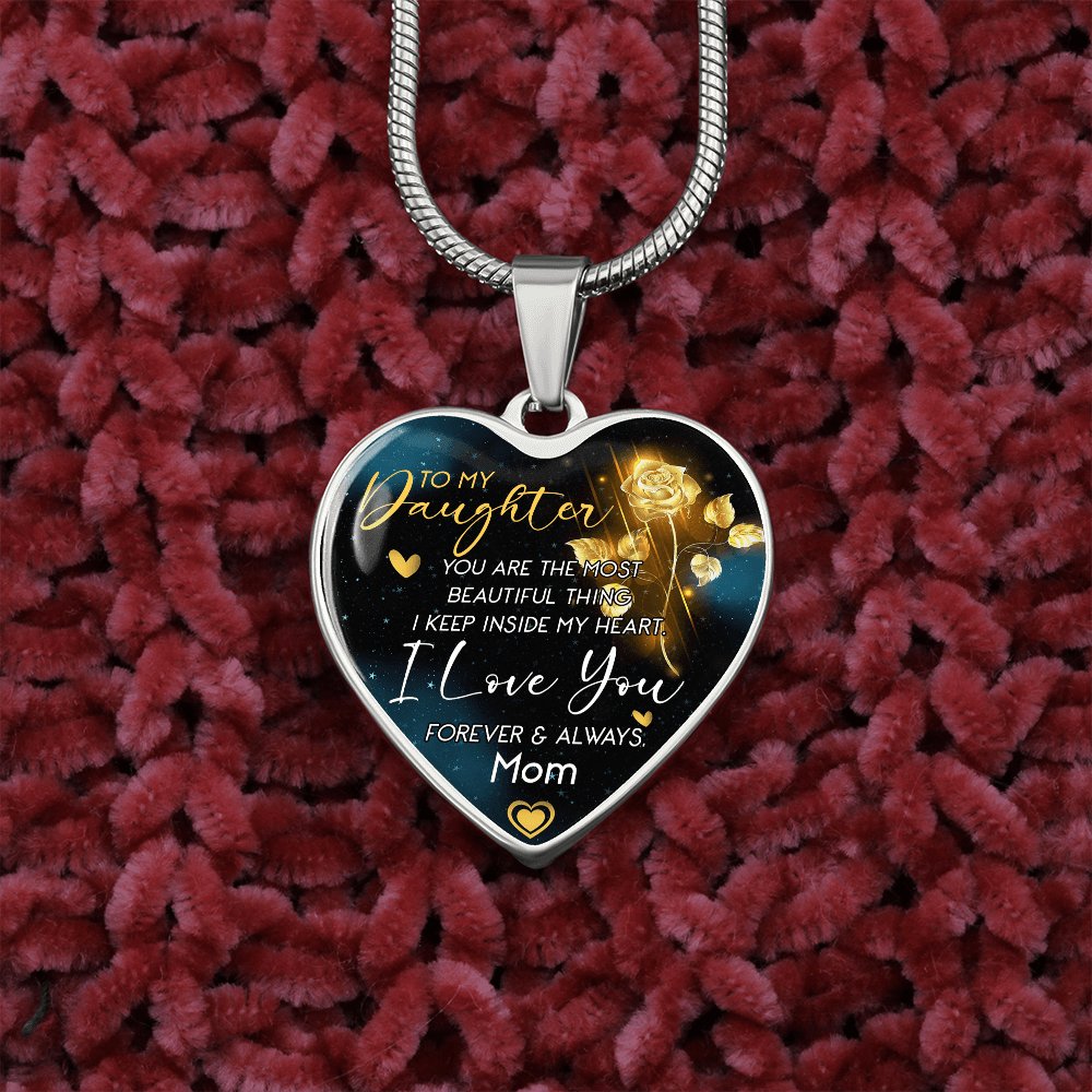 To My Daughter -Most Beautiful Thing - Luxury Graphic Heart Necklace - Celeste Jewel