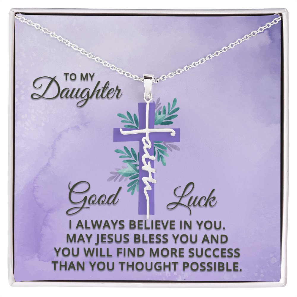 To My Daughter - Spiritual Gift For Her - Faith Cross Necklace - Celeste Jewel
