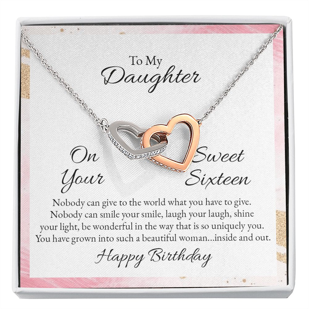 To My Daughter - Sweet 16 Birthday Gift - Interlocking Hearts Necklace - Celeste Jewel
