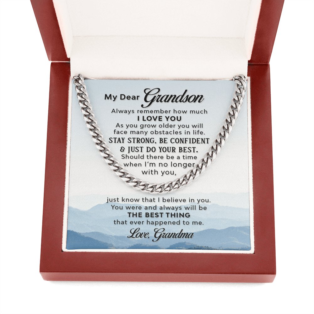 To My Grandson (From Grandma) - The Best Thing - Cuban Link Chain Necklace - Celeste Jewel