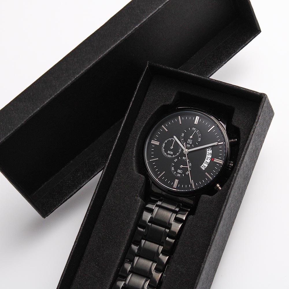 To My Husband - What Love Really Is - Black Chronograph Watch - Celeste Jewel