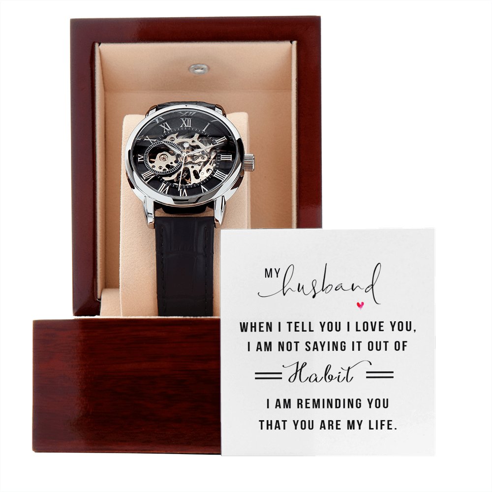 To My Husband - You Are My Life - Men's Skeleton Watch - Celeste Jewel