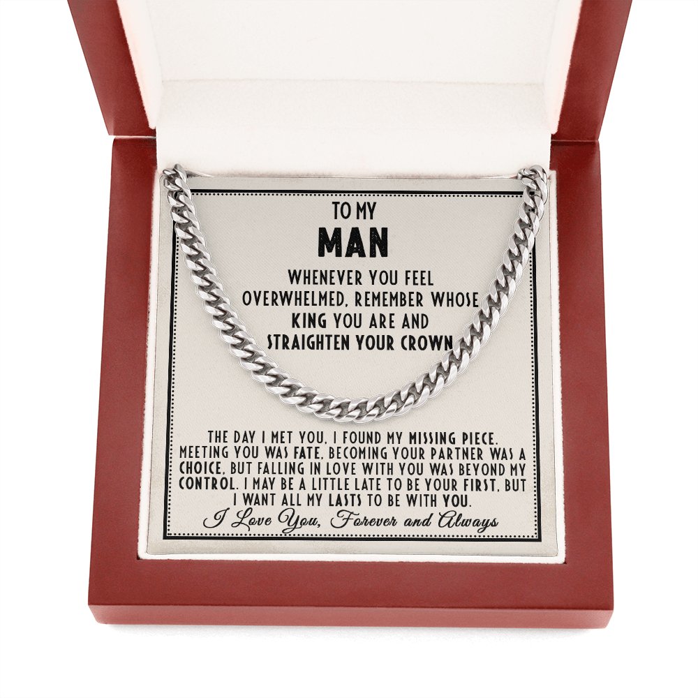 To My Man - Straighten Your Crown - Cuban Link Chain Necklace - Celeste Jewel