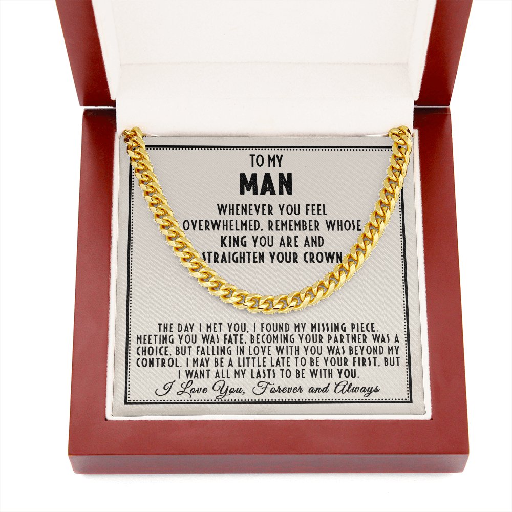 To My Man - Straighten Your Crown - Cuban Link Chain Necklace - Celeste Jewel