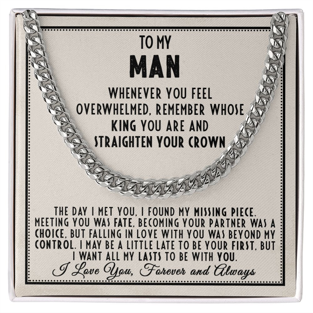 To My Man - Straighten Your Crown - Cuban Link Chain Necklace - Celeste Jewel