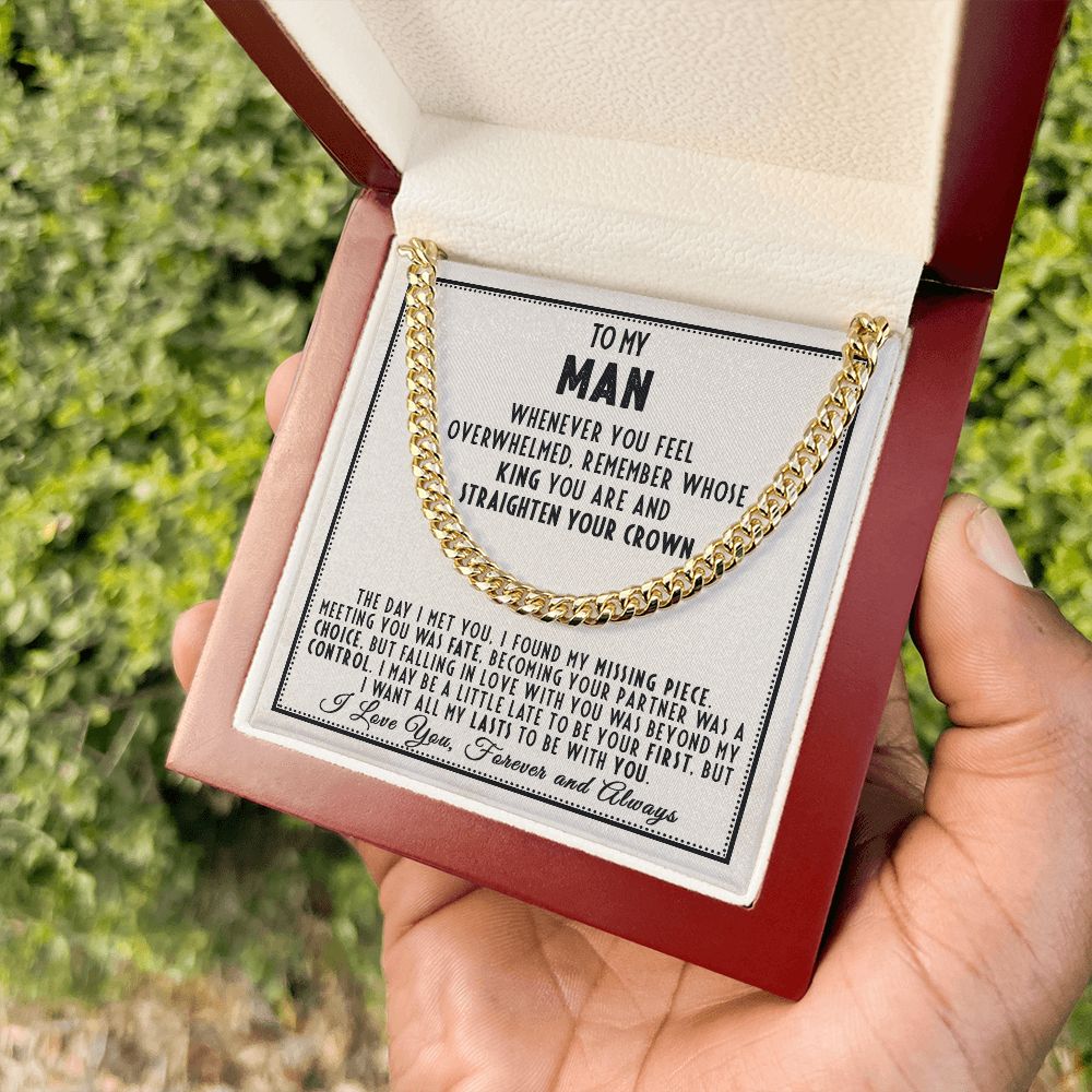 To My Man - Straighten Your Crown - Cuban Link Chain Necklace - Celeste Jewel
