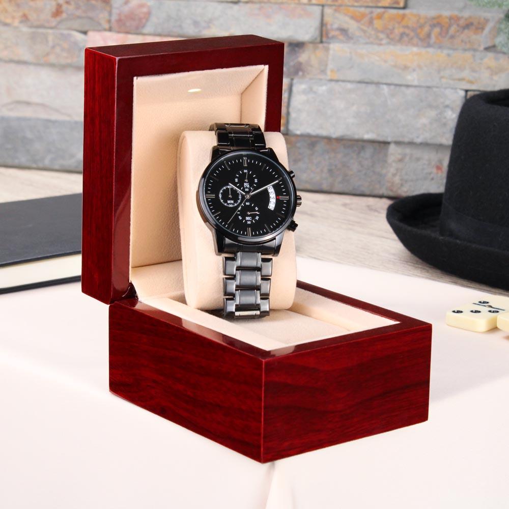 To My Man - Stronger Every Day - Black Chronograph Watch - Celeste Jewel