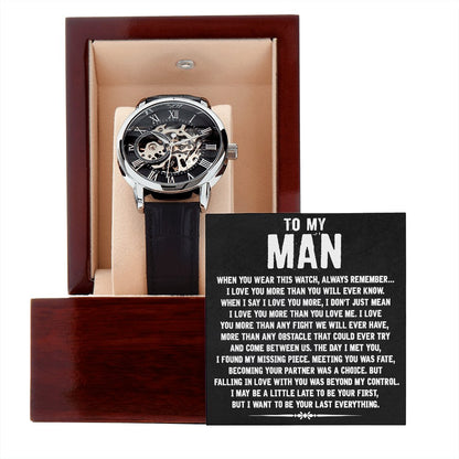 To My Man - Your Last Everything - Men's Skeleton Watch - Celeste Jewel