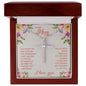 To My Mom - Spread My Wings - Cubic Zirconia Cross Necklace - Celeste Jewel