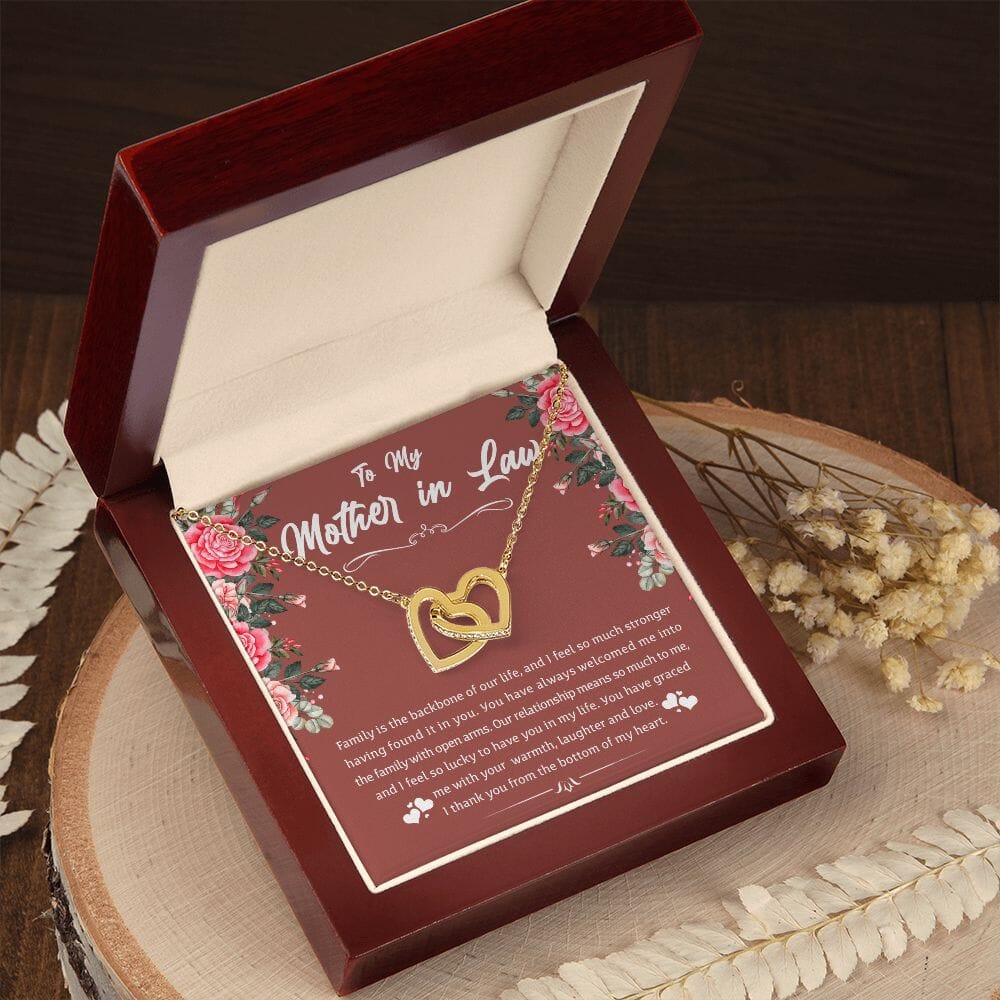 To My Mother In Law - Warmth Laughter Love - Interlocking Hearts Necklace - Celeste Jewel