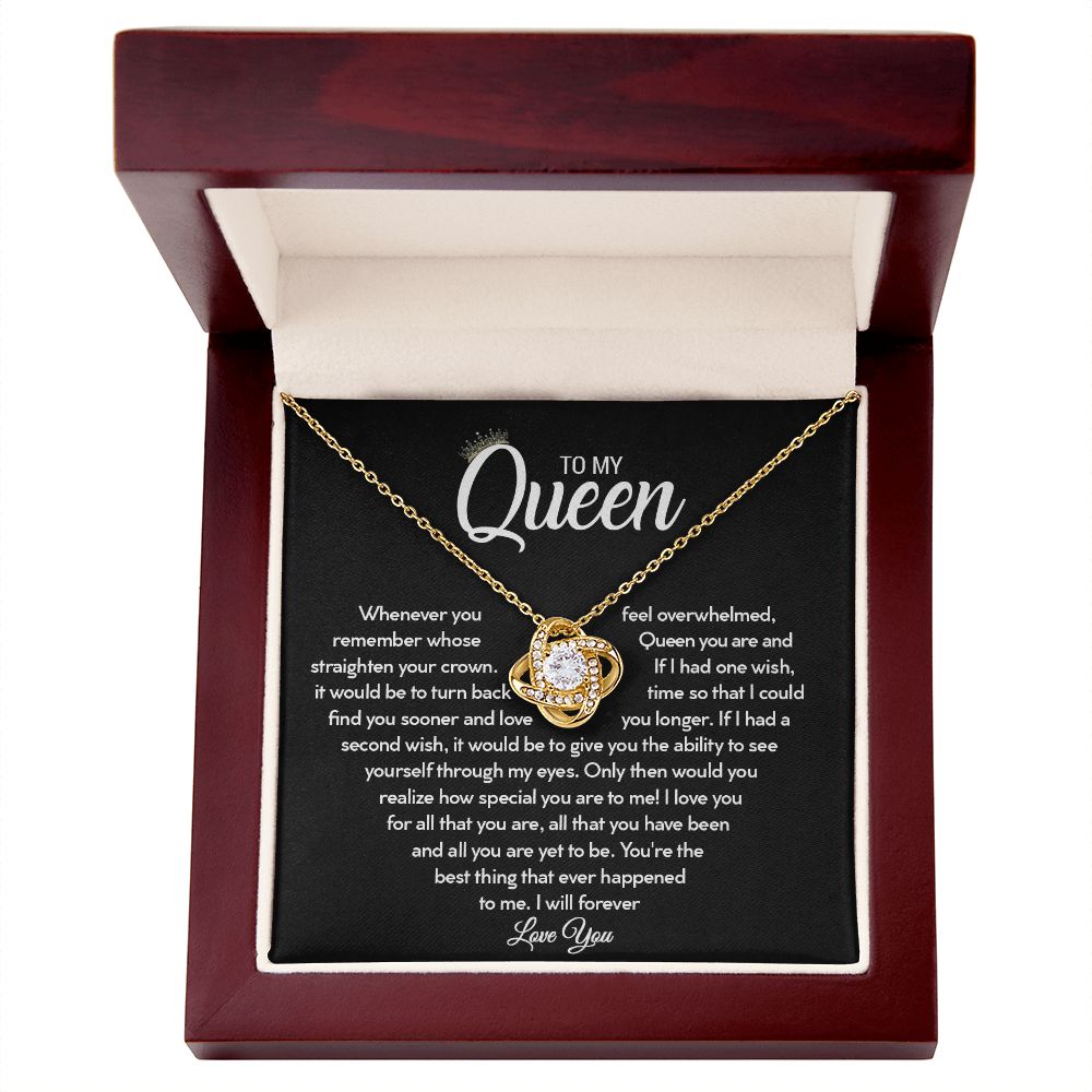 To My Queen - Straighten Your Crown - Love Knot Necklace - Celeste Jewel