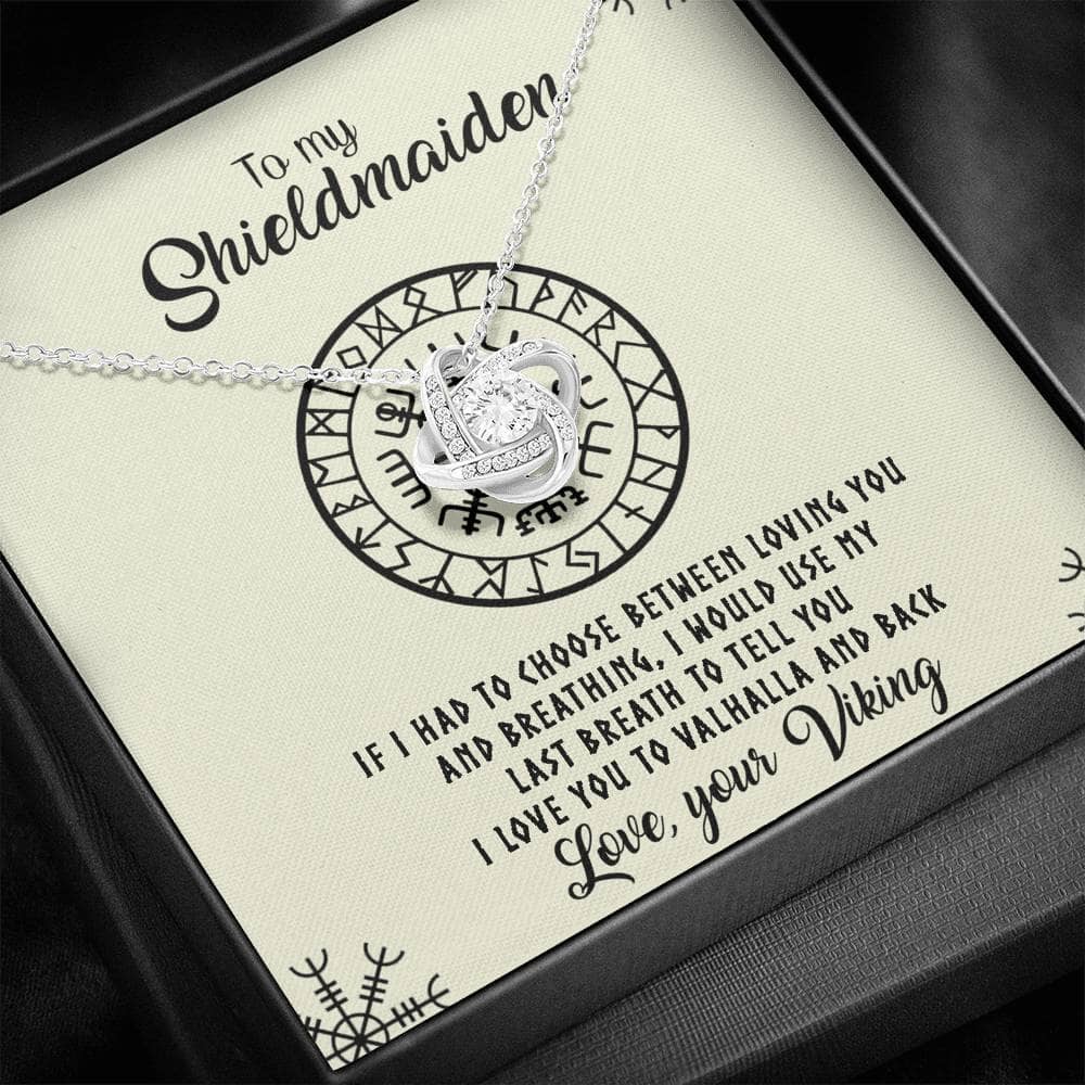To My Shieldmaiden - I Love You To Valhalla And Back - Love Knot Necklace - Celeste Jewel