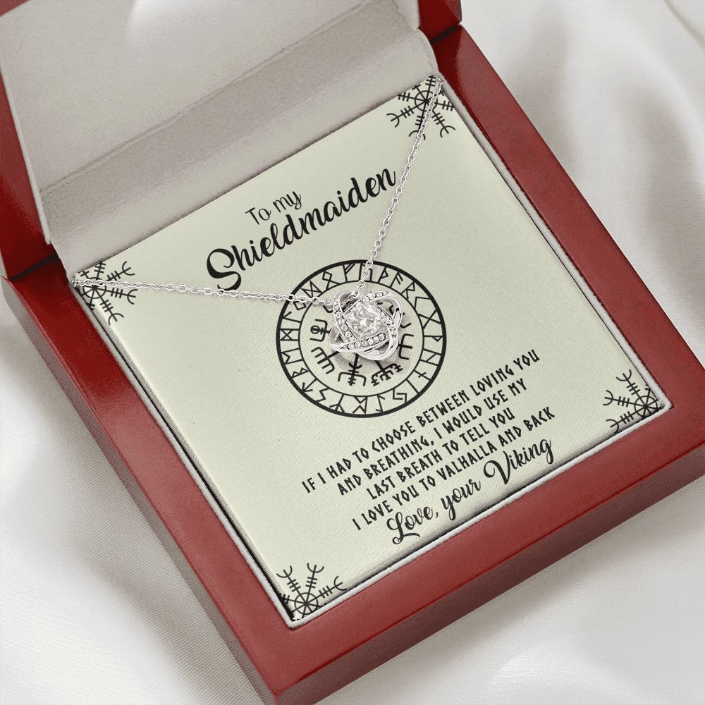 To My Shieldmaiden - I Love You To Valhalla And Back - Love Knot Necklace - Celeste Jewel