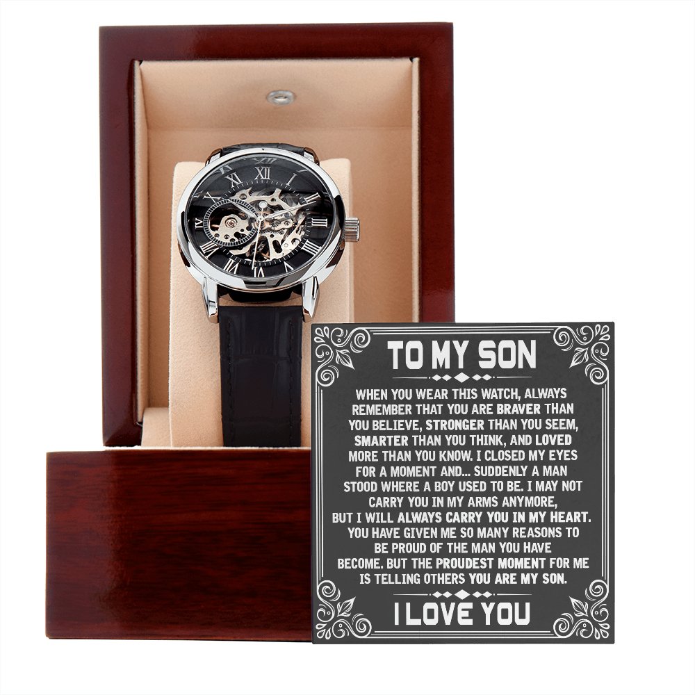 To My Son - When You Wear This Watch - Men's Skeleton Watch - Celeste Jewel