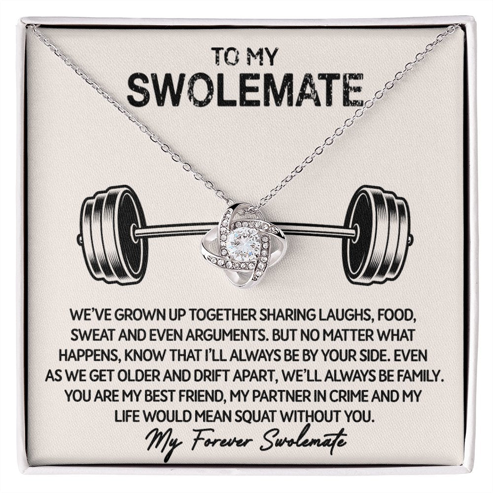 To My Swolemate - Squat Without You - Love Knot Necklace - Celeste Jewel