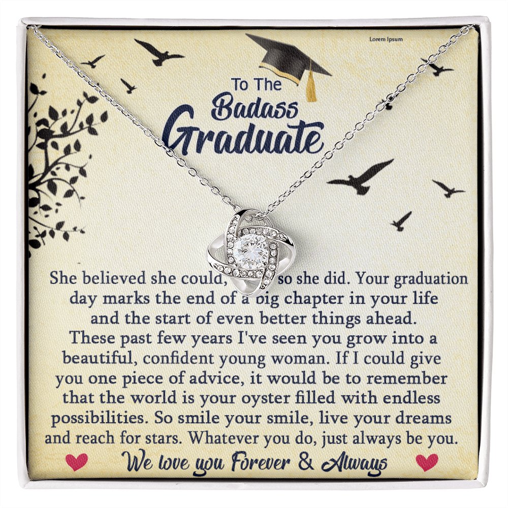 To The Badass Graduate - The World Is Your Oyster - Love Knot Necklace - Celeste Jewel