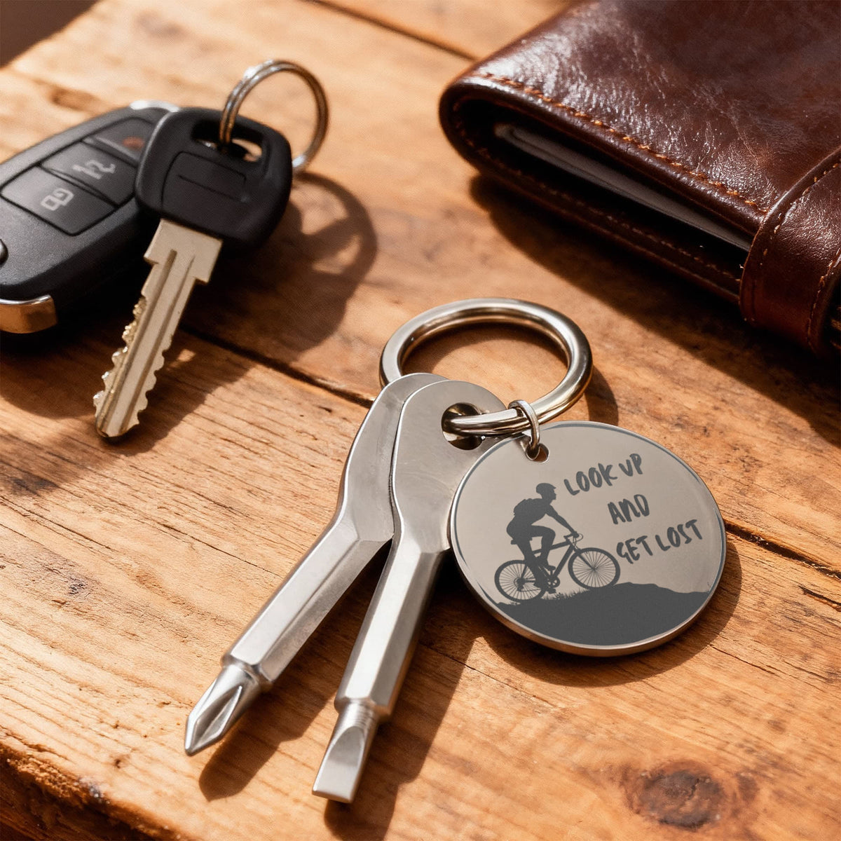 Meaningful Gift | Look Up And Get Lost | Engraved Screwdriver Keychain