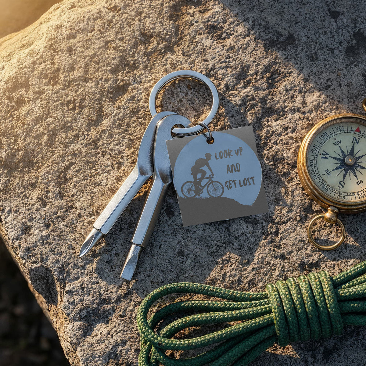 Meaningful Gift | Look Up And Get Lost | Engraved Screwdriver Keychain