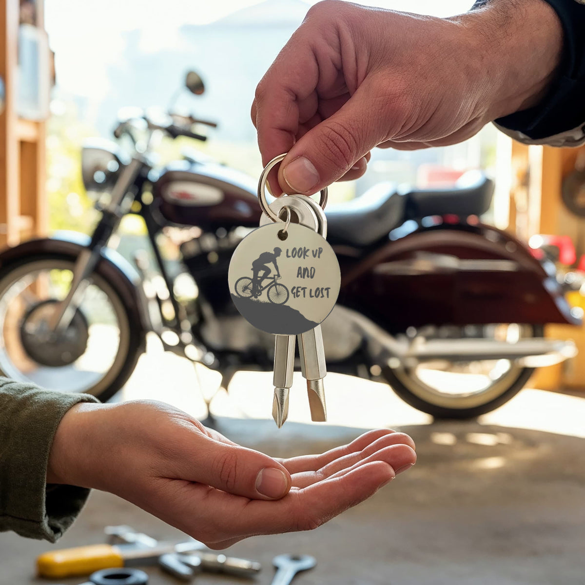 Meaningful Gift | Look Up And Get Lost | Engraved Screwdriver Keychain