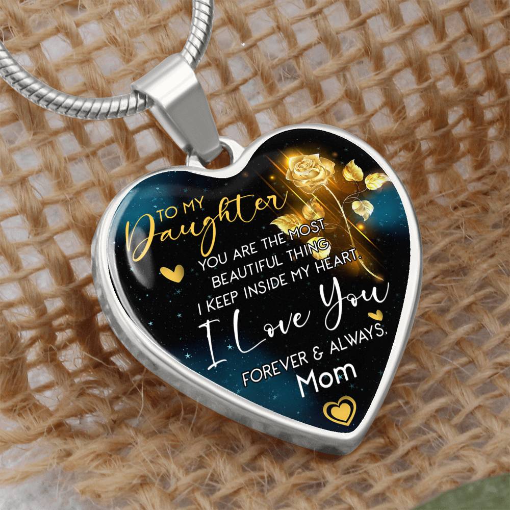 To My Daughter | Most Beautiful Thing | Luxury Graphic Heart Necklace