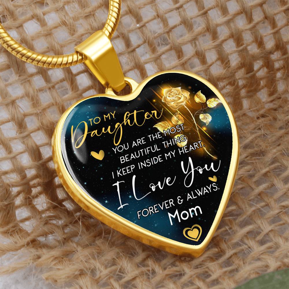 To My Daughter | Most Beautiful Thing | Luxury Graphic Heart Necklace
