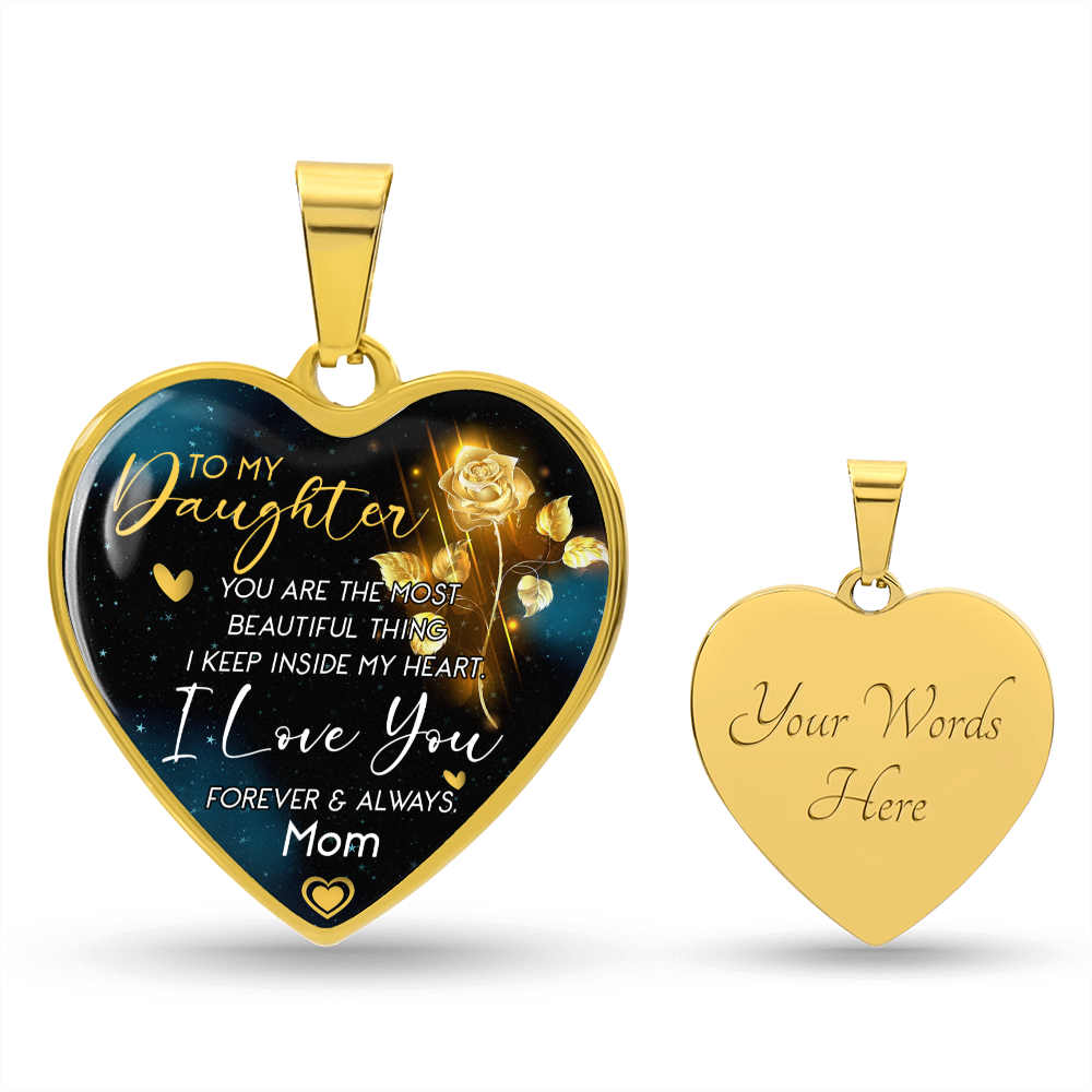 To My Daughter | Most Beautiful Thing | Luxury Graphic Heart Necklace